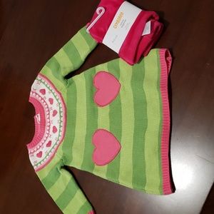Gymboree baby girl size 3-6 mos. sweater dress and velour leggings. NWT.